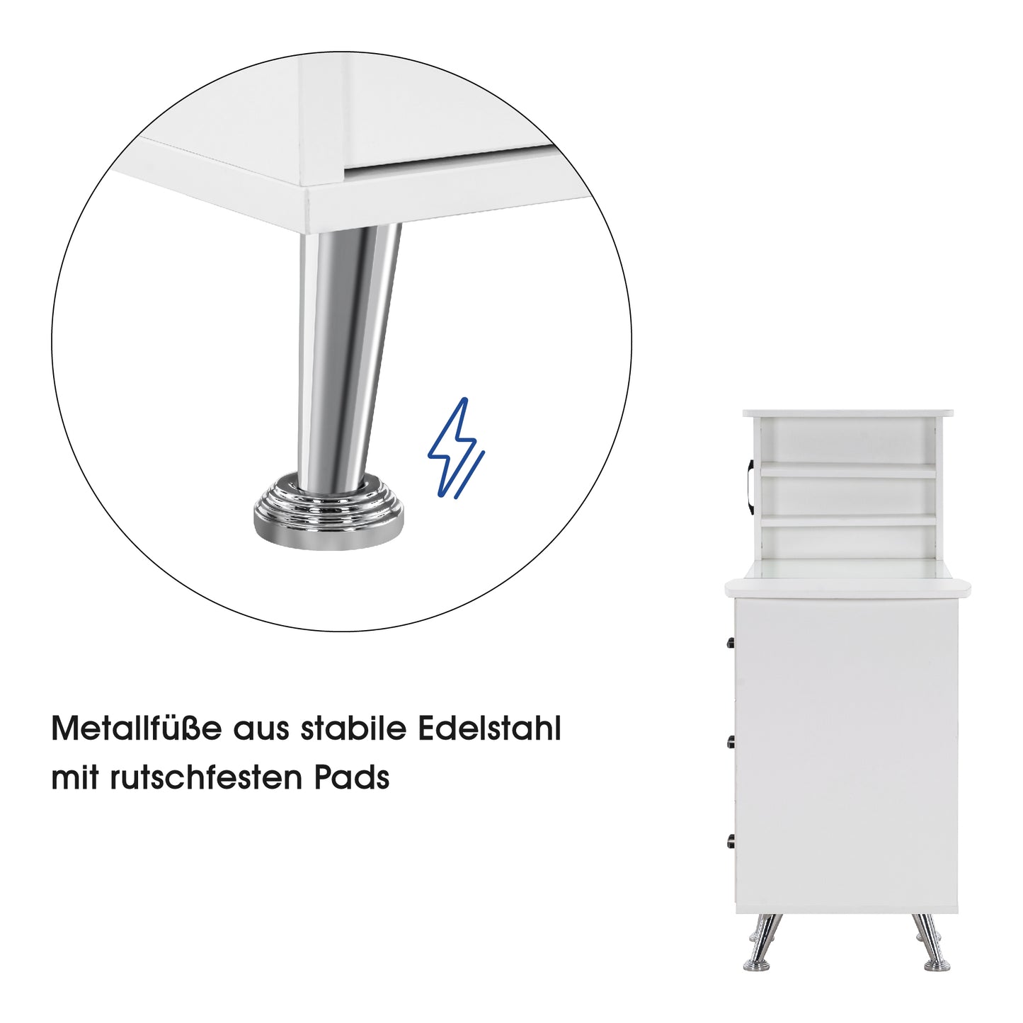 Barberpub Studiotisch Manikürtisch Nageltisch mit Regal Stauraum Metallfüße 2611