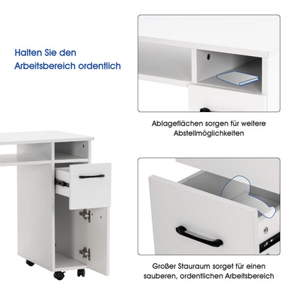 Barberpub Studiotisch Manikürtisch Nageltisch mit Rollen Stauraum 2600W