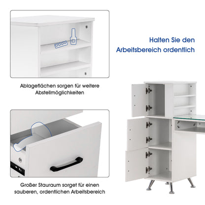 Barberpub Studiotisch Manikürtisch Nageltisch mit Regal Stauraum Metallfüße 2611