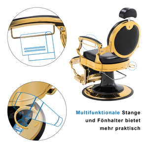 Barberpub Friseurstuhl Friseursessel mit Retro-/ Vintage Stil Gold 2935GD