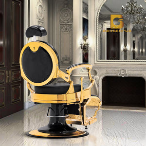 Barberpub Friseurstuhl Friseursessel mit Retro-/ Vintage Stil Gold 2935GD