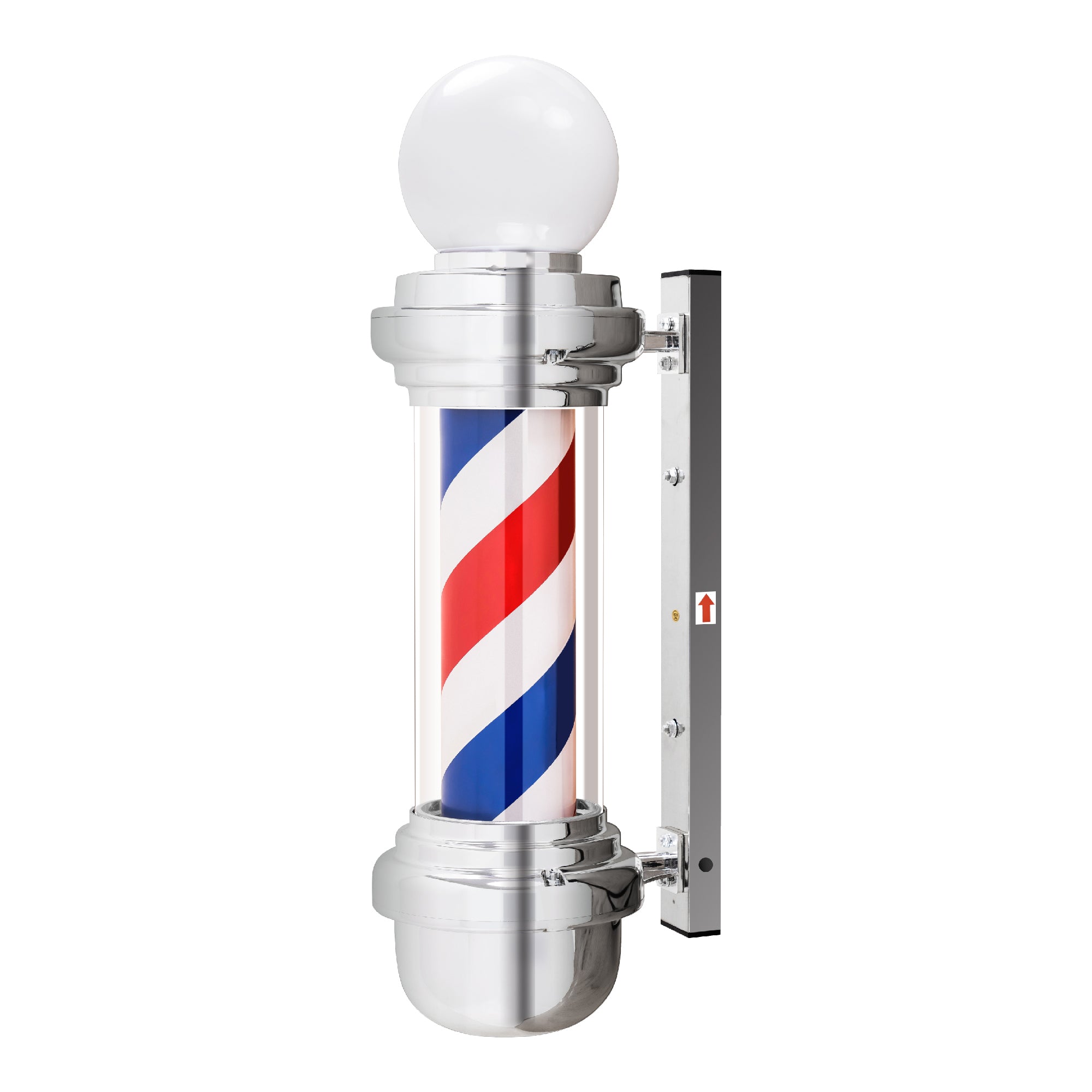 Barberpub Barber-Pole Barbierstab mit LED-Kugelleuchte Saloneinrichtung drehbar Barbershop-Säule L018B