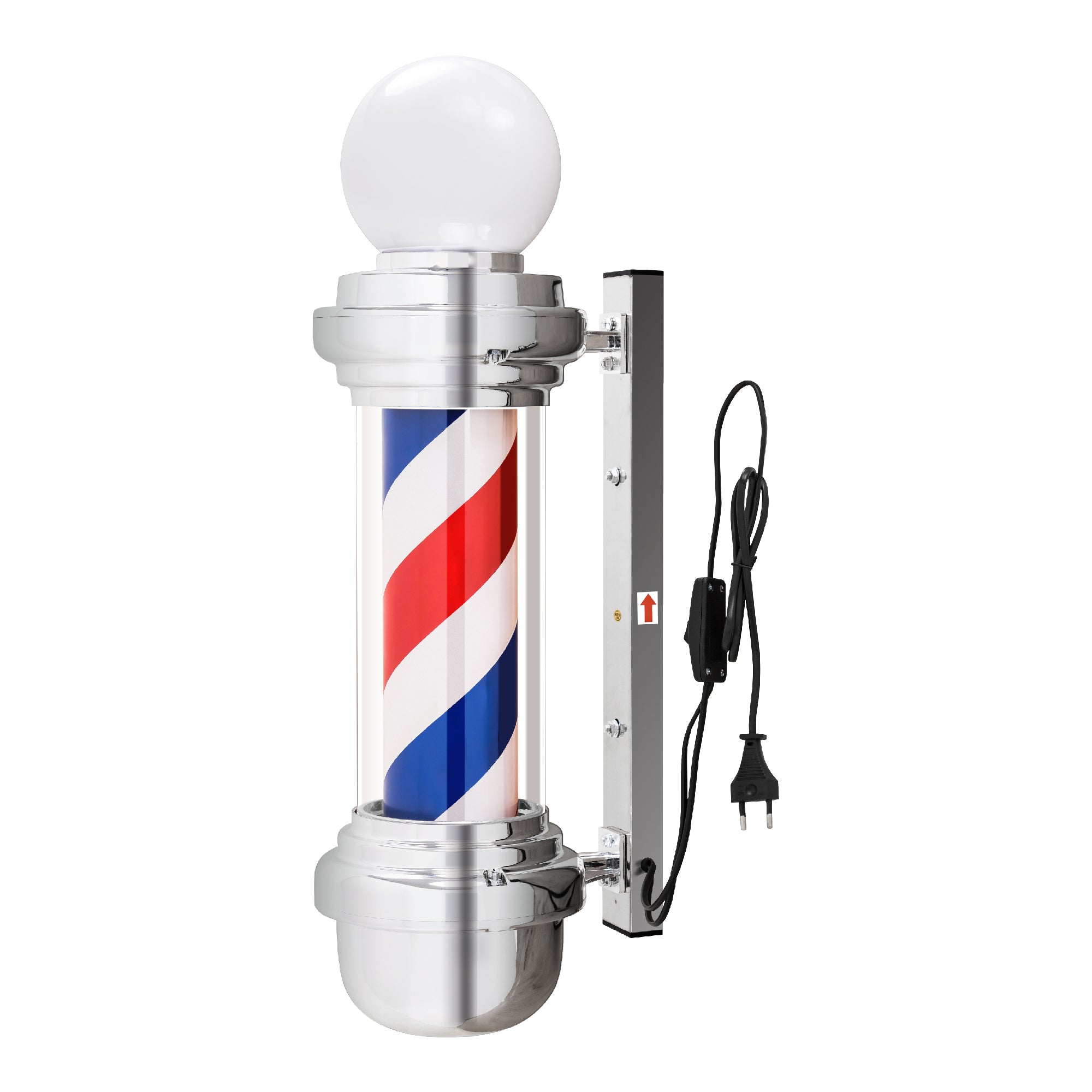 Barberpub Barber-Pole Barbierstab mit LED-Kugelleuchte Saloneinrichtung drehbar Barbershop-Säule L018B