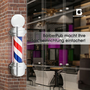 Barberpub Barber-Pole Barbierstab mit LED-Kugelleuchte Saloneinrichtung drehbar Barbershop-Säule L018B